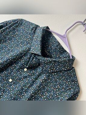 SYNERGY Mens 2XL XXL Floral Shirt Button Up Short Sleeve 100% Cotton